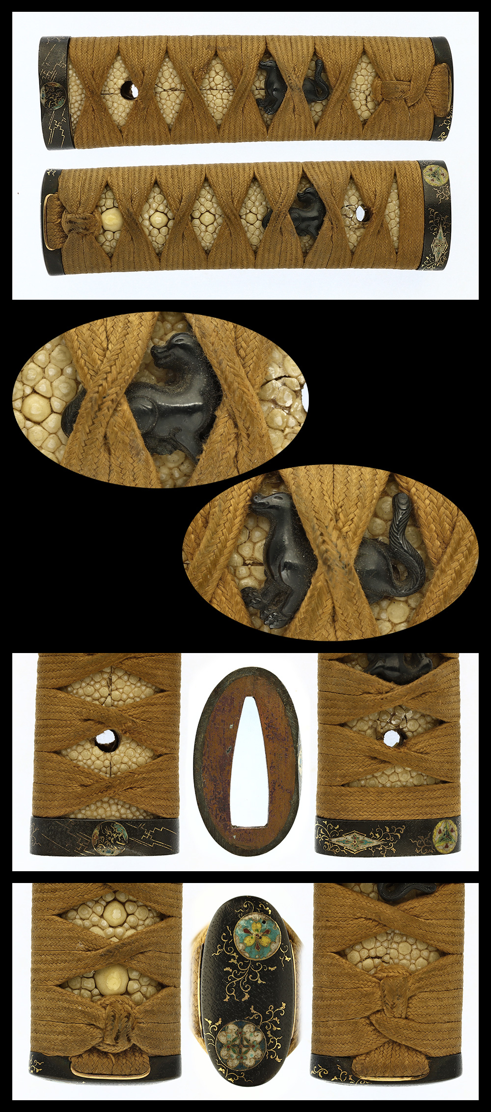 Tsuka (Handle): Mumei (NBTHK Tokubetsu Hozon) Cloisonne Enamel — 1 of 2