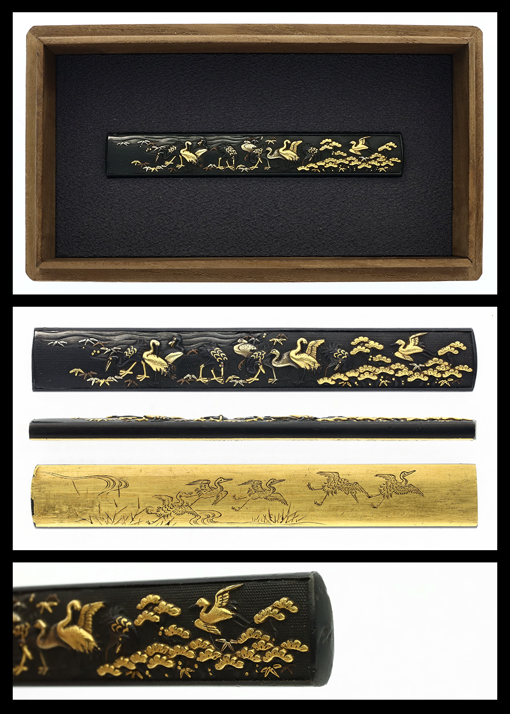 小柄:無銘(加賀後藤)群鶴図(特別保存刀装具) — 1 of 2