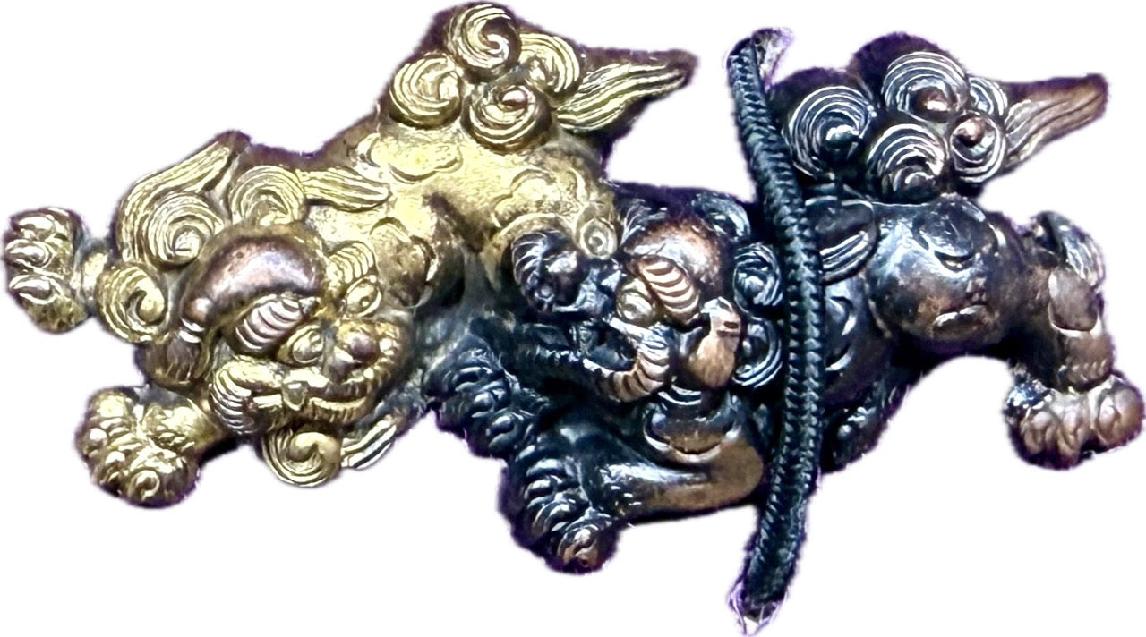 目貫 銅地 唐獅子(現代)桐箱入 — 3 of 3