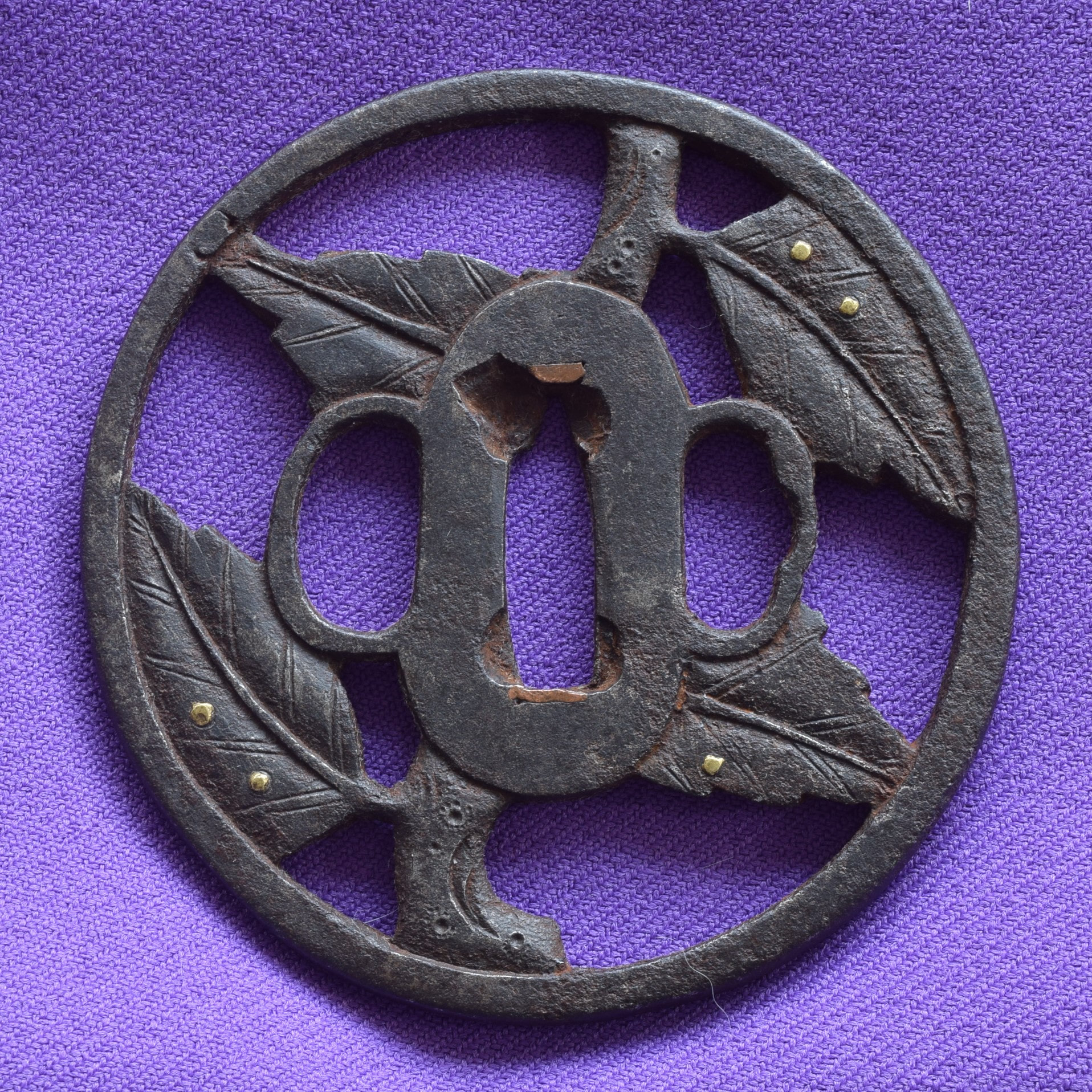 Iron leaves tsuba — 1 of 2