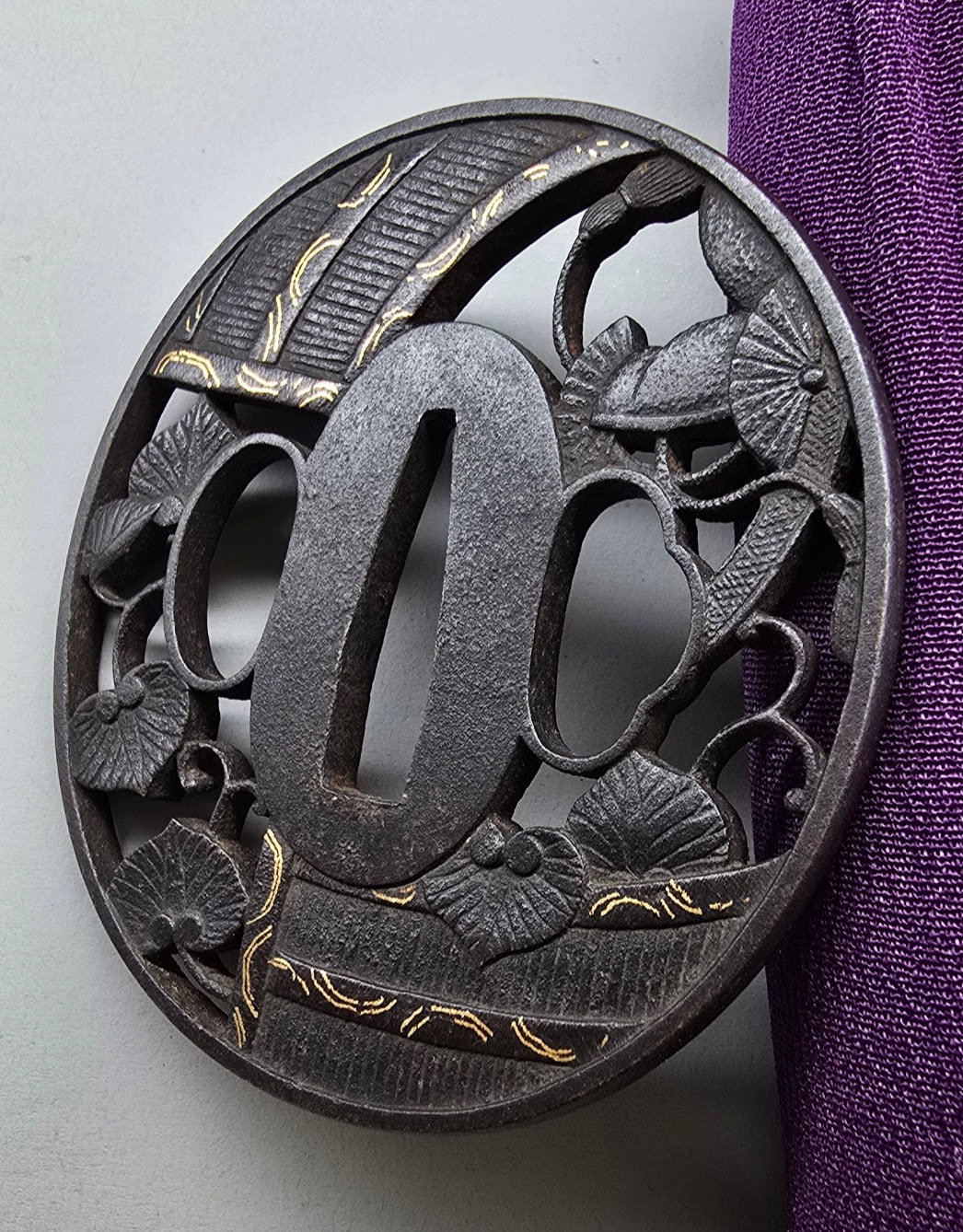 Tsuba: Screen and Aoi Leaves (Fsk #124) — 3 of 3