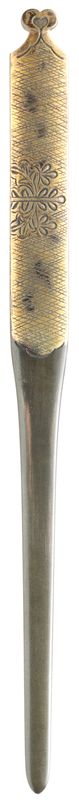 Wakizashi Koshirae with "Kiri" Family Crest Designed Fittings, 2-bu kizami Kin nashi-ji nuri saya — 8 of 12