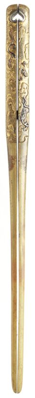 "Reiju" (sacred beasts designed) fittings, Cha ishimeji nuri saya, aikuchi wakizashi koshirae — 6 of 11