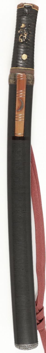 Black Lacquered Finely Carved Scabbard Aikuchi Wakizashi Koshirae — 2 of 9