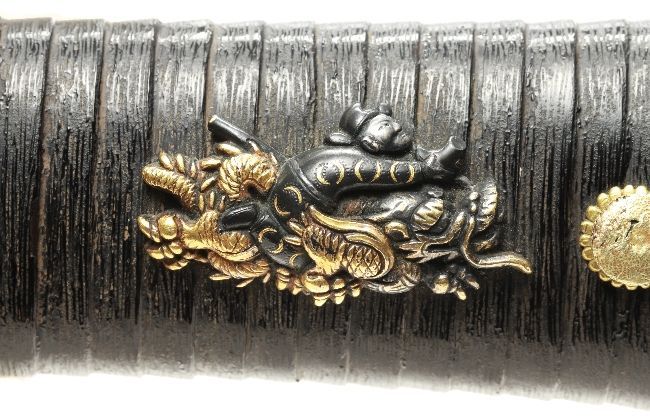 Black Lacquered Finely Carved Scabbard Aikuchi Wakizashi Koshirae — 1 of 9