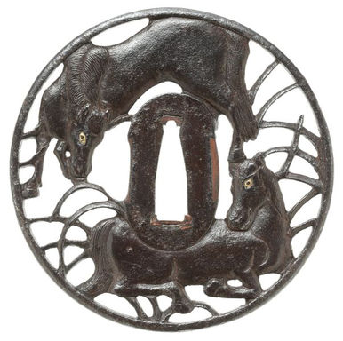 Tsuba: Two Horses Openwork - Mumei, for Koshirae — 3 of 4