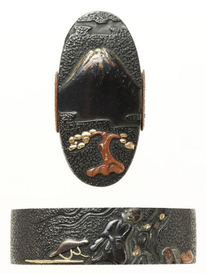 Fuchigashira: Fujimi Saigyo - Signed Shokyokusai at the request of Mr. Sugitani, Fittings for Koshirae — 3 of 5