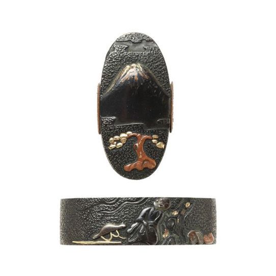 Fuchigashira: Fujimi Saigyo - Signed Shokyokusai at the request of Mr. Sugitani, Fittings for Koshirae — 4 of 5