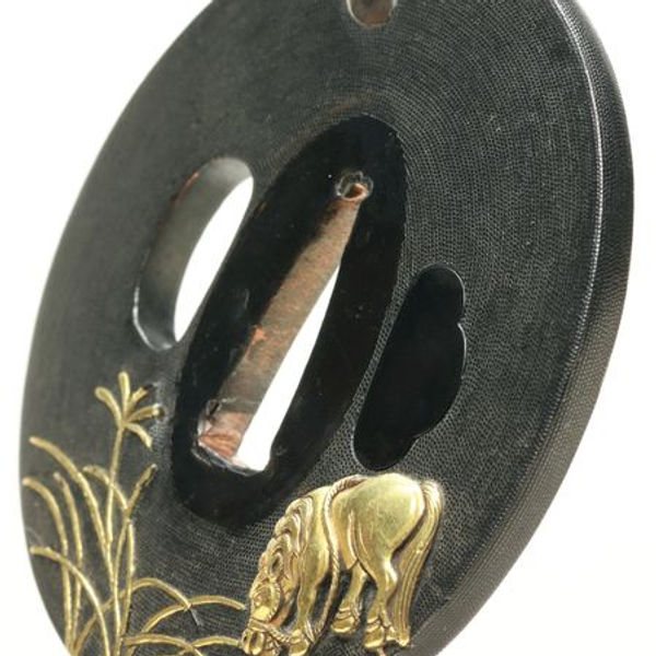 Tsuba: Horse Tethered Under the Moon, Unsigned Yanagawa School — 2 of 3