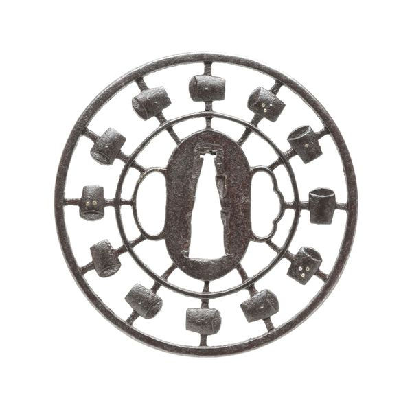 Tsuba: Yodo no Mizuguruma (Waterwheel) Sukashi Tsuba - Unsigned — 1 of 4