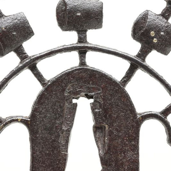 Tsuba: Yodo no Mizuguruma (Waterwheel) Sukashi Tsuba - Unsigned — 4 of 4