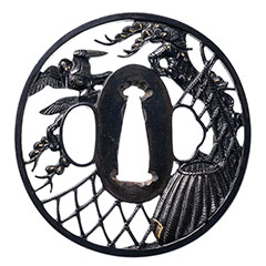 Kyokinko Syakudou Hoshiami Sukashi Tsuba Hozon Tousougu — 1 of 1