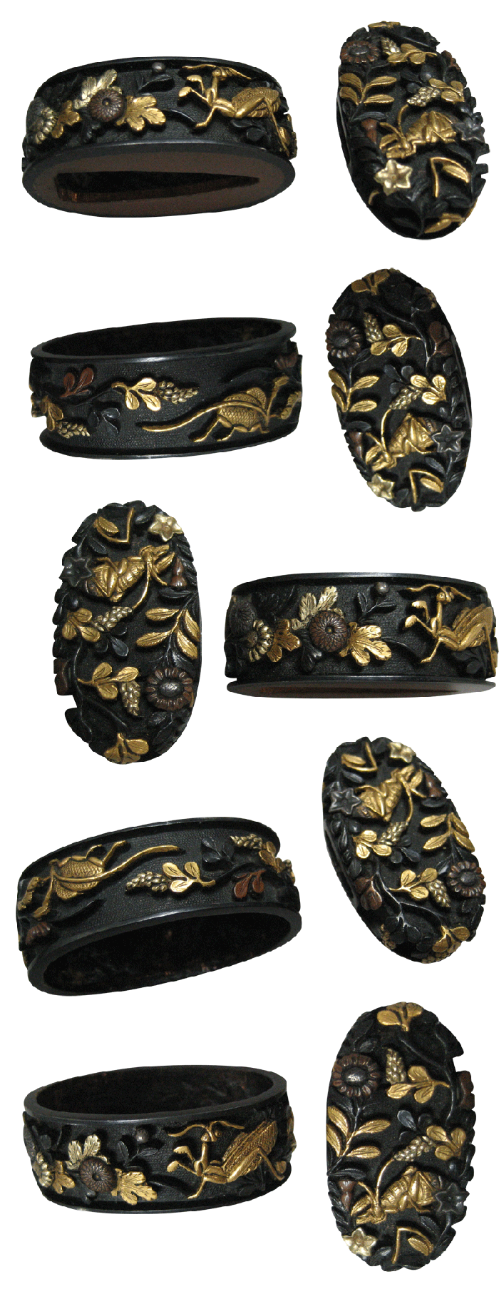 Fuchi-Kashira: Mino Carving, Autumn Grass and Insect Design — 2 of 7