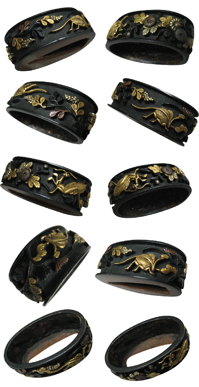 Fuchi-Kashira: Mino Carving, Autumn Grass and Insect Design — 4 of 7