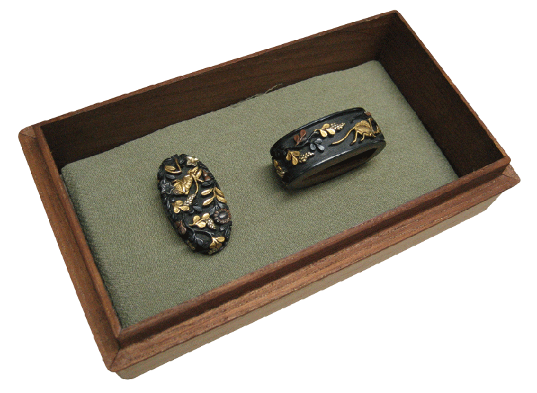 Fuchi-Kashira: Mino Carving, Autumn Grass and Insect Design — 5 of 7
