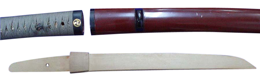 Tanto Koshirae: Brown Lacquered Mounting with Mitsudomoe Crest — 15 of 15