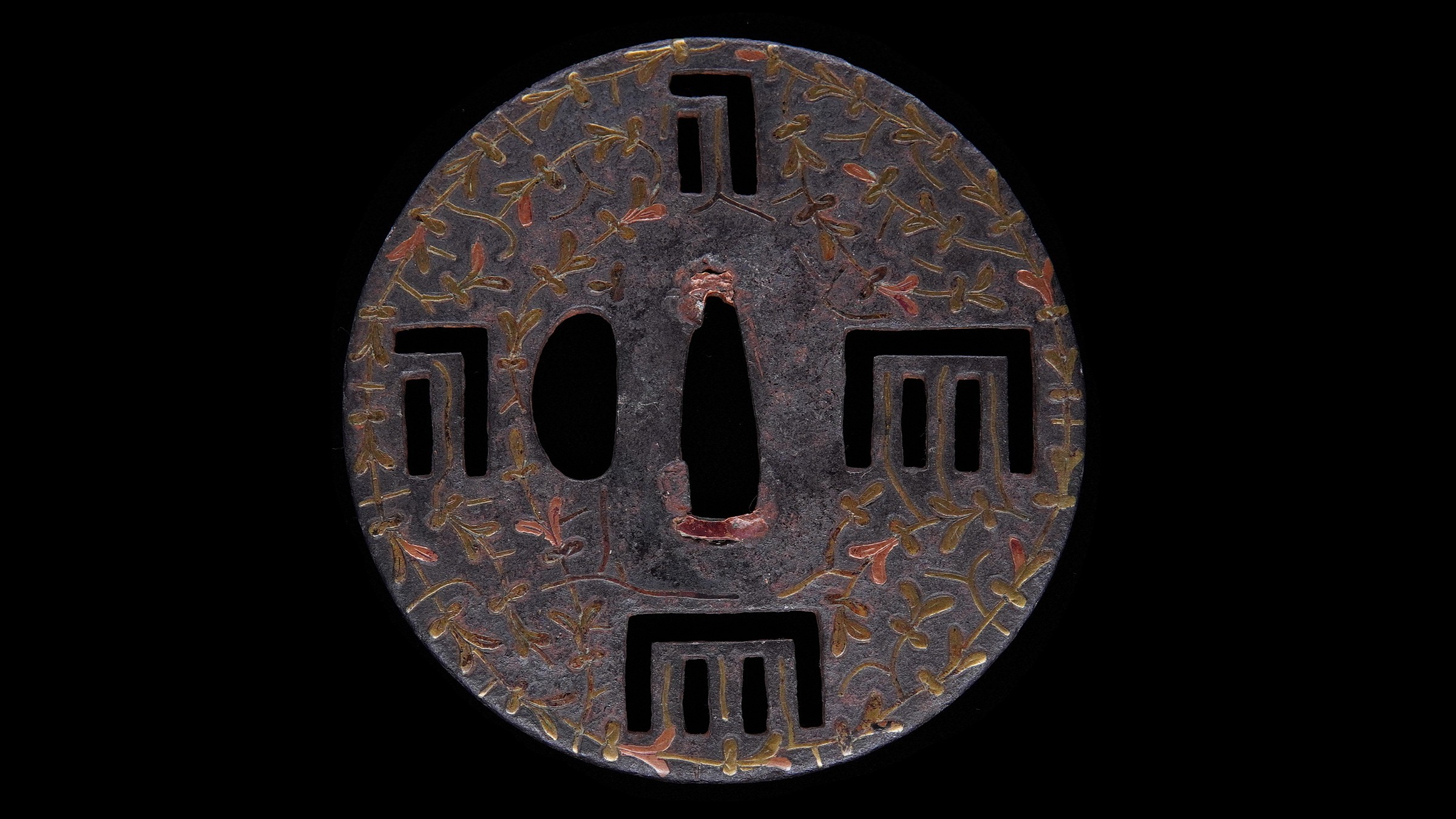 Tsuba with Ivy Arabesque and Key Sukashi Design, Unsigned — 1 of 5