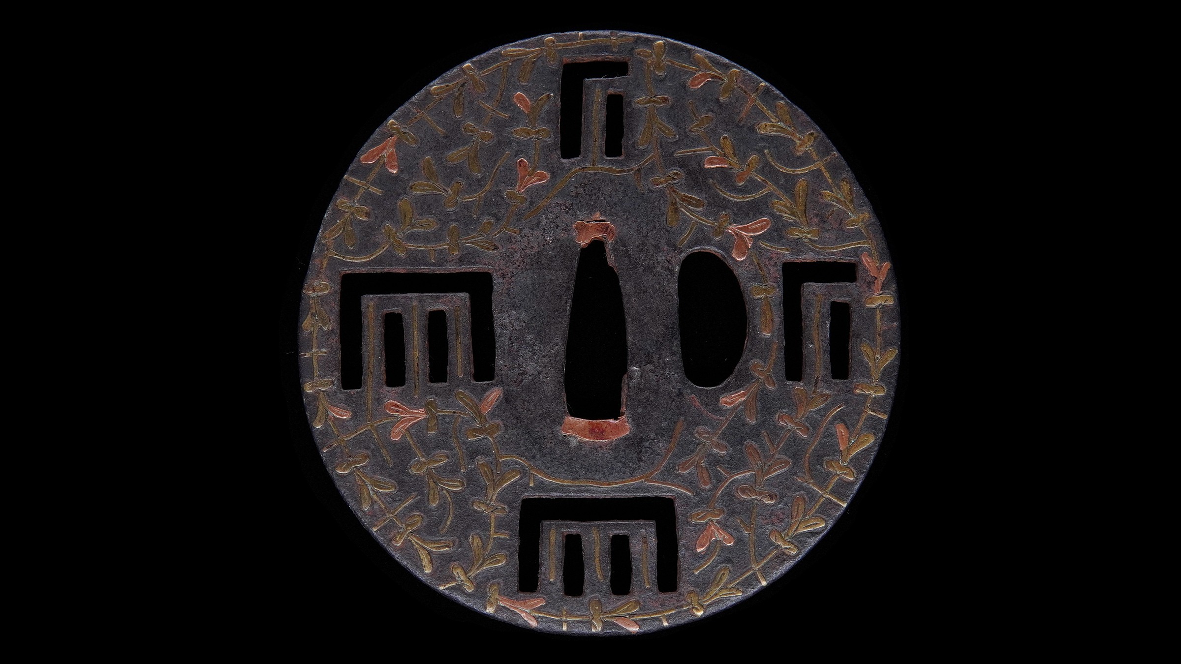 Tsuba with Ivy Arabesque and Key Sukashi Design, Unsigned — 2 of 5