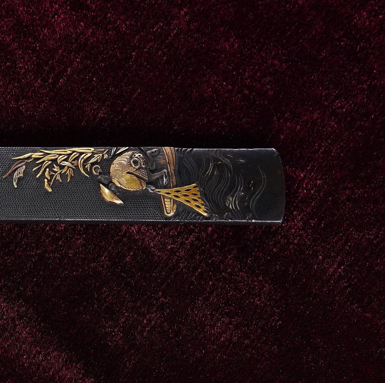Hozon Tosogu: Kozuka with Fisherman under Moonlight Design, Kyo-Kinko — 4 of 11