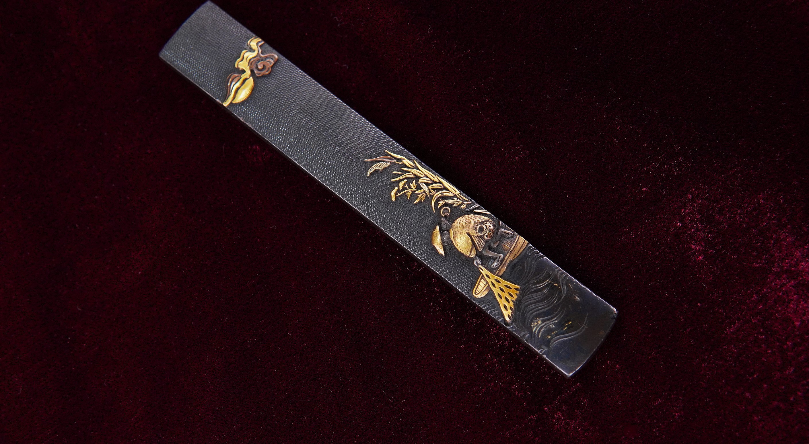 Hozon Tosogu: Kozuka with Fisherman under Moonlight Design, Kyo-Kinko — 5 of 11