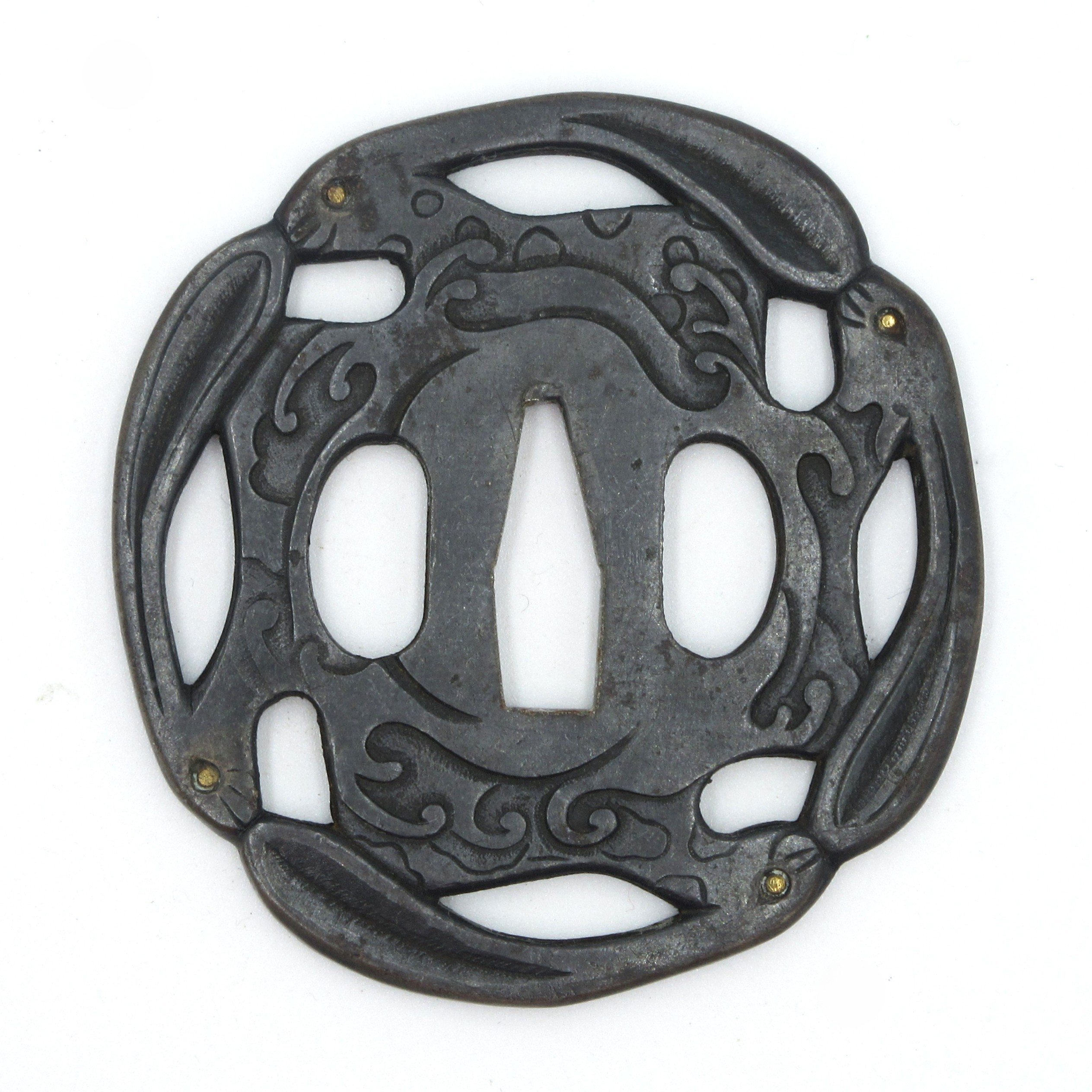 Tsuba: Wave and Rabbit Openwork — 3 of 5
