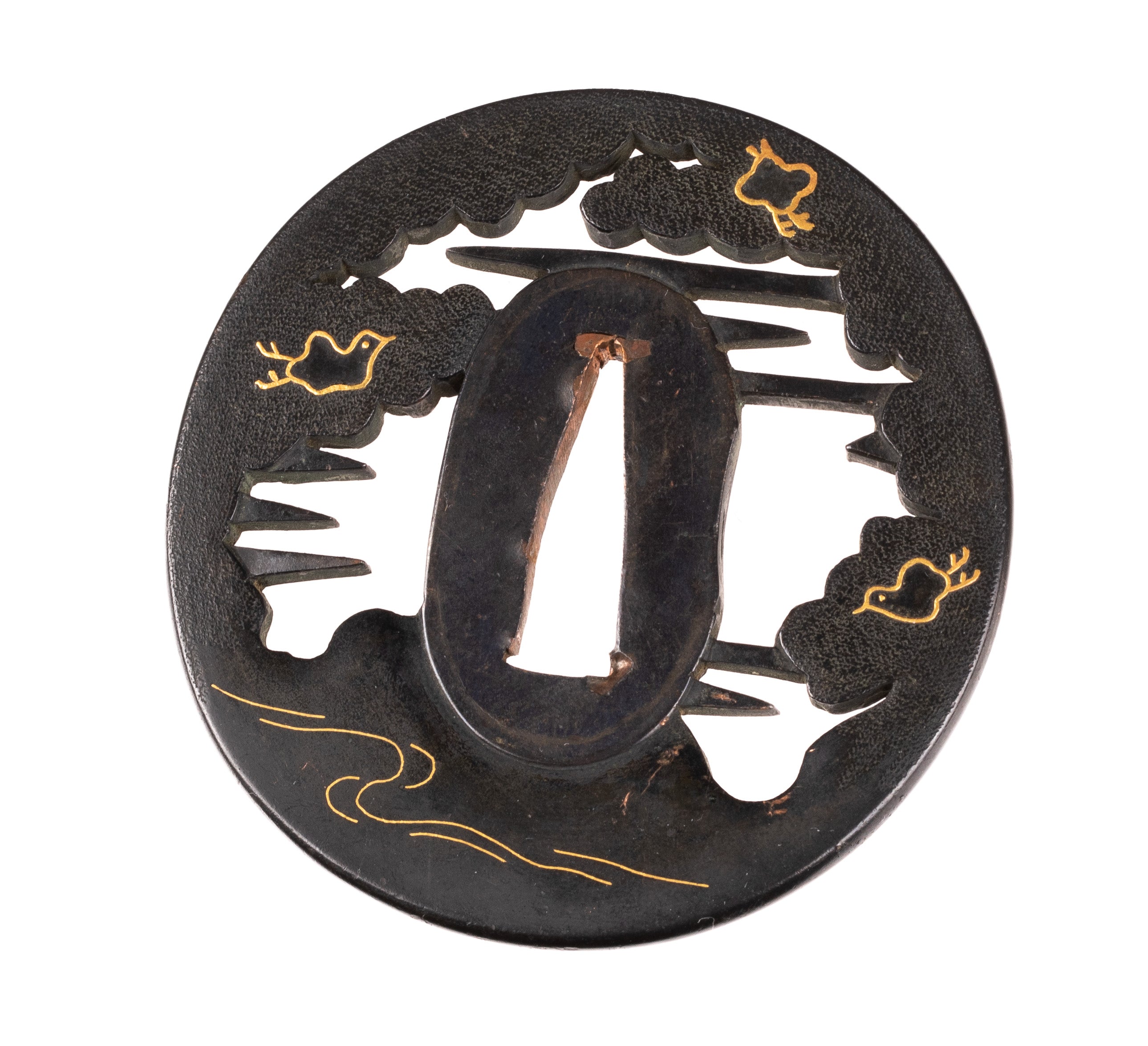 Tsuba: Shakudo Kusakari Kiyosada School Tsuba decorated with plovers — 3 of 4