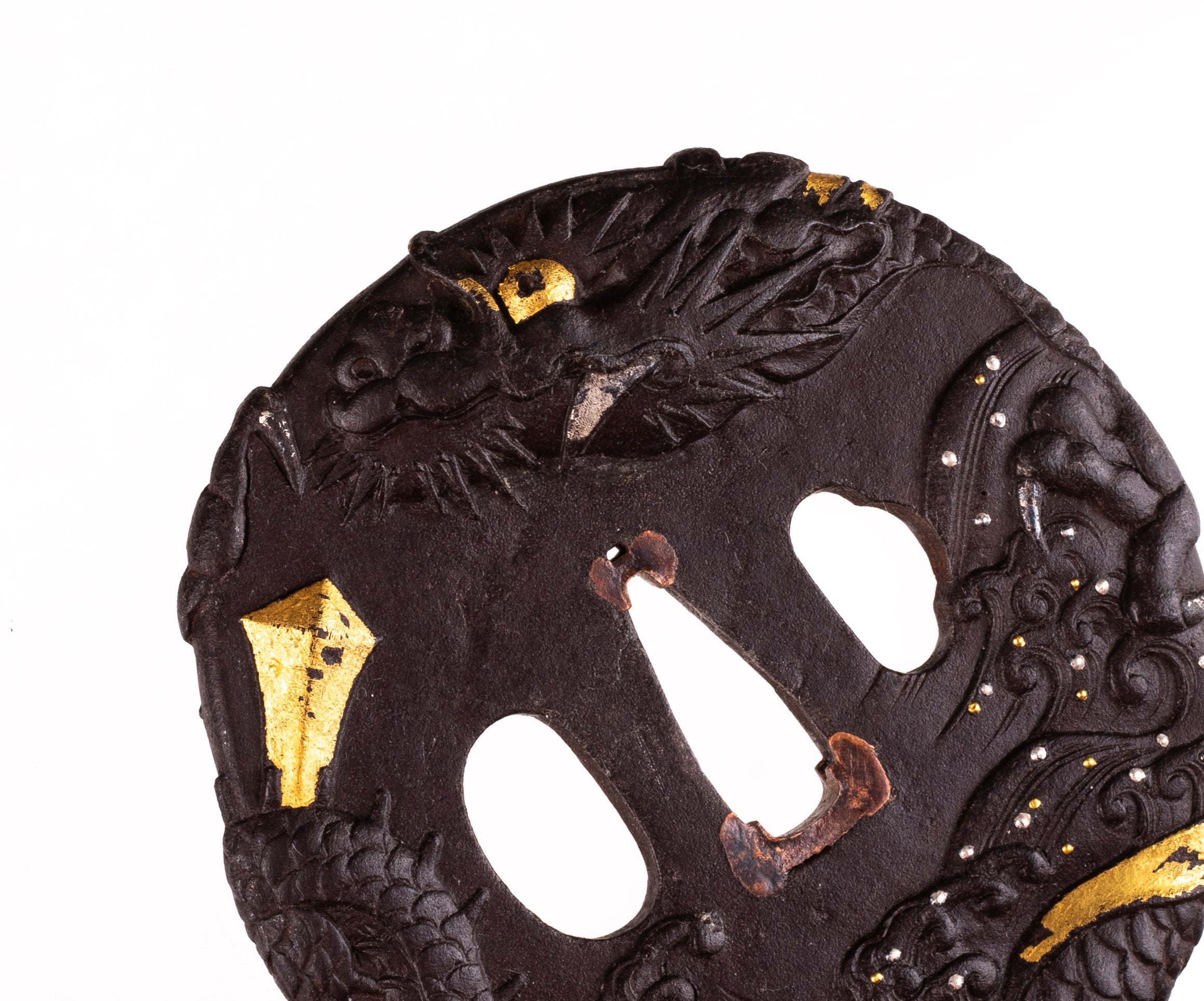 Iron Tsuba Decorated with Dragon and Waves — 5 of 9
