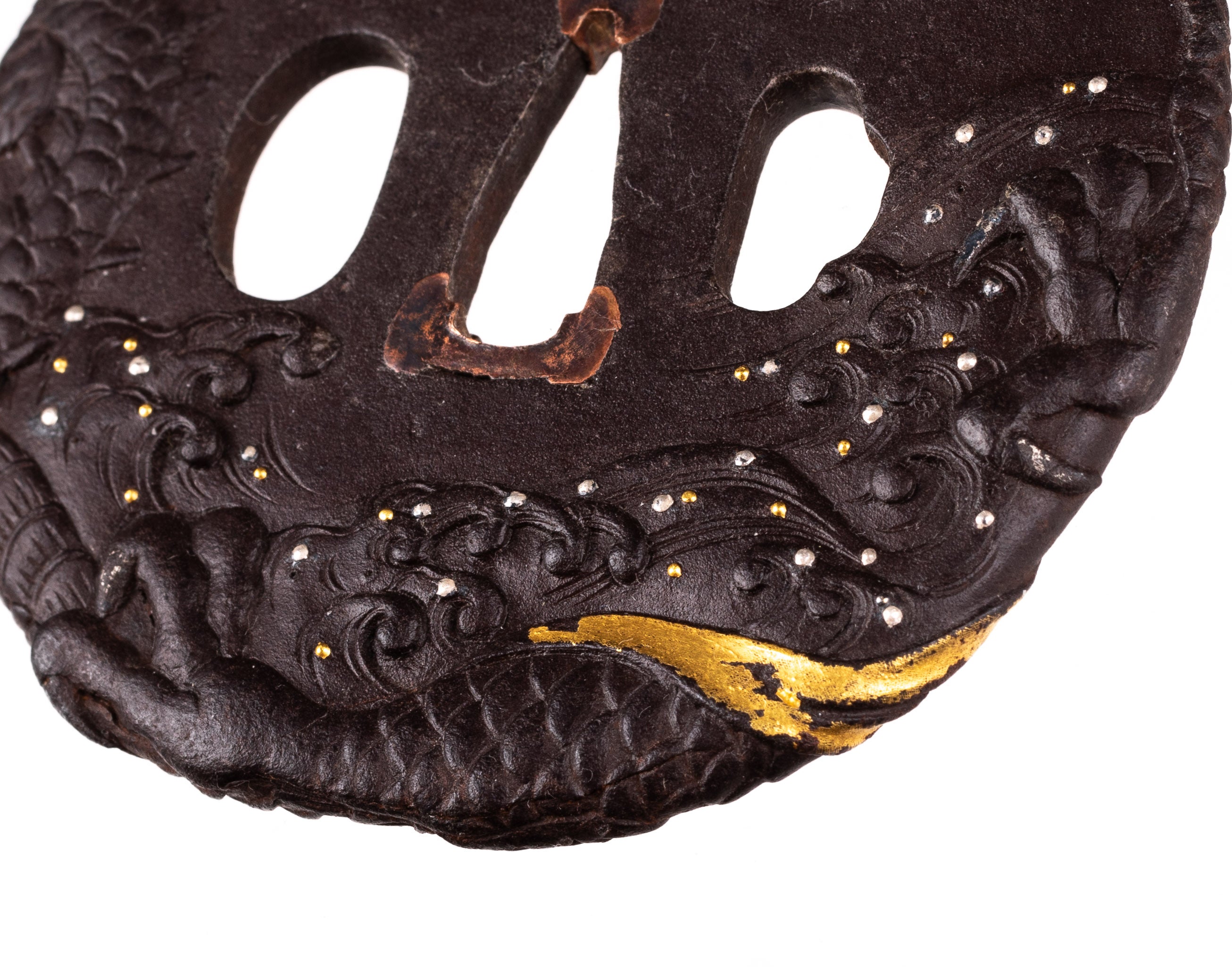 Iron Tsuba Decorated with Dragon and Waves — 6 of 9