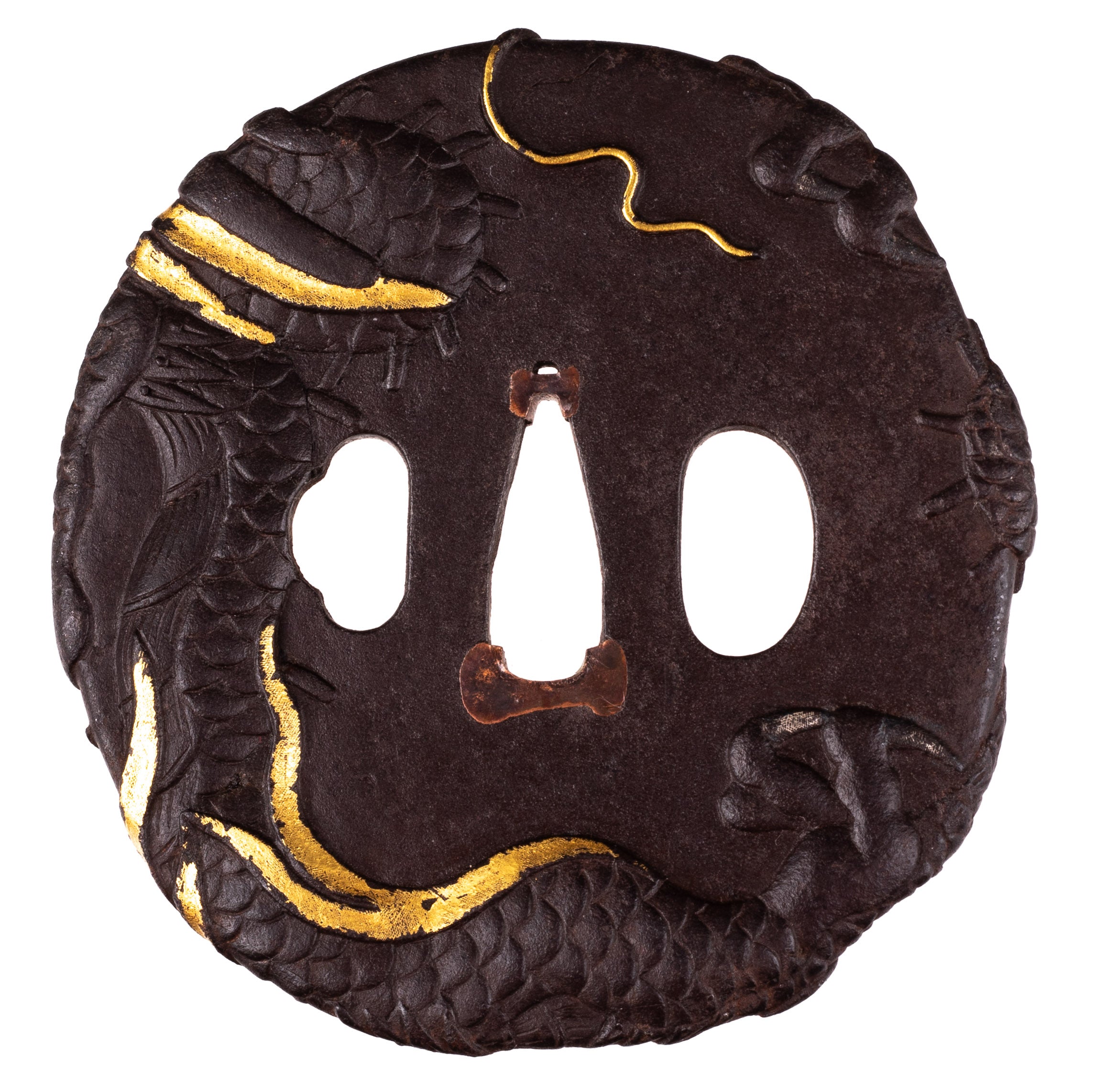 Iron Tsuba Decorated with Dragon and Waves — 7 of 9