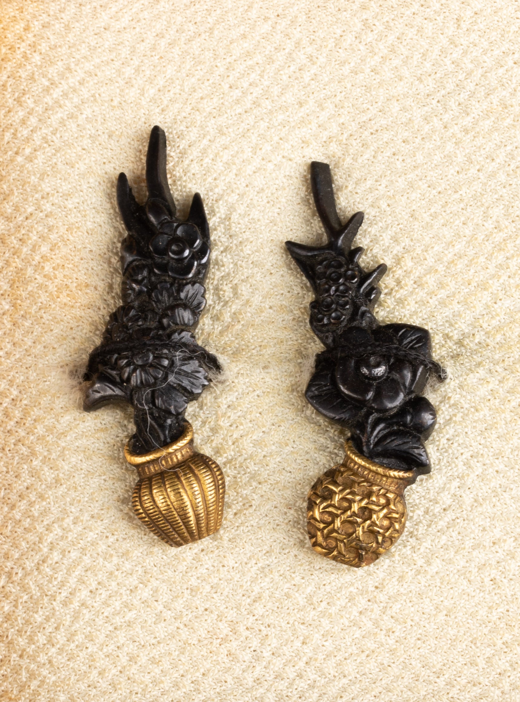 Shakudo Menuki: Flower Arrangement Daisho Set | NihontoWatch