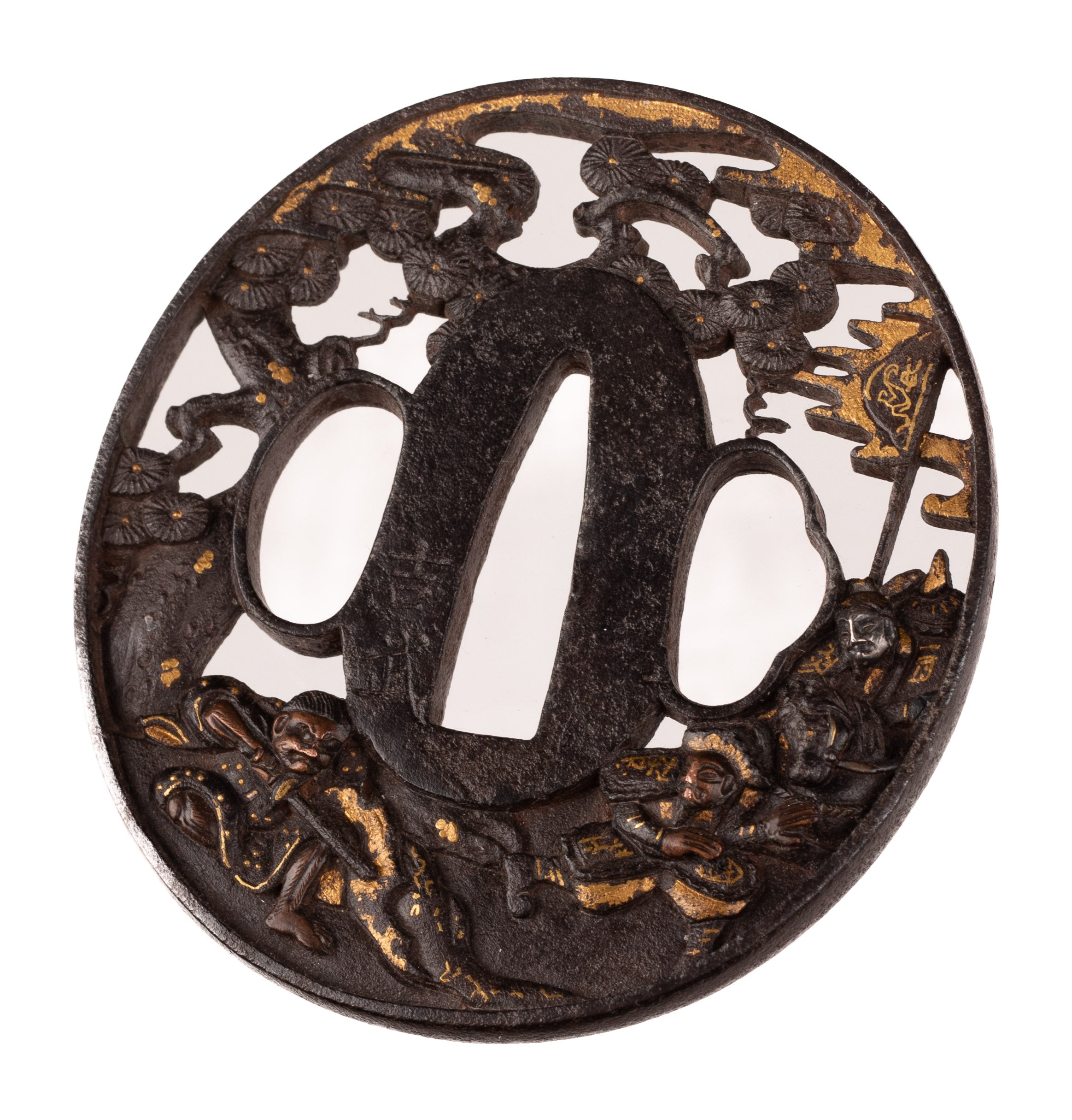 Iron Tsuba signed "Yoshitake" decorated with Yu Rang revenge — 2 of 5