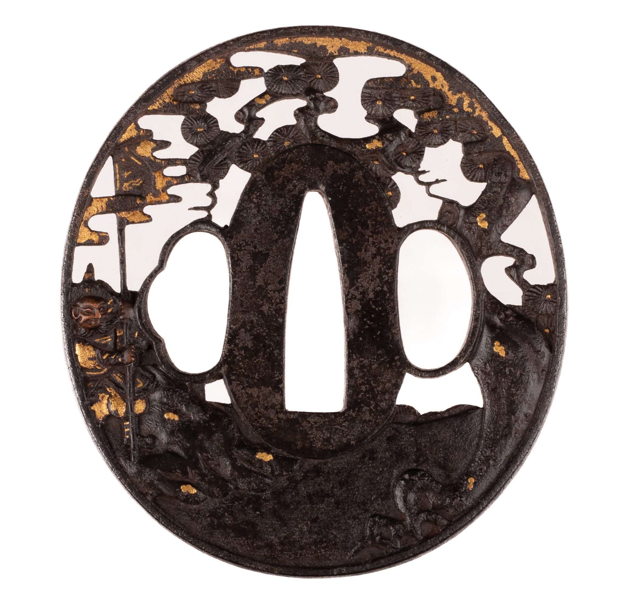 Iron Tsuba signed "Yoshitake" decorated with Yu Rang revenge — 4 of 5