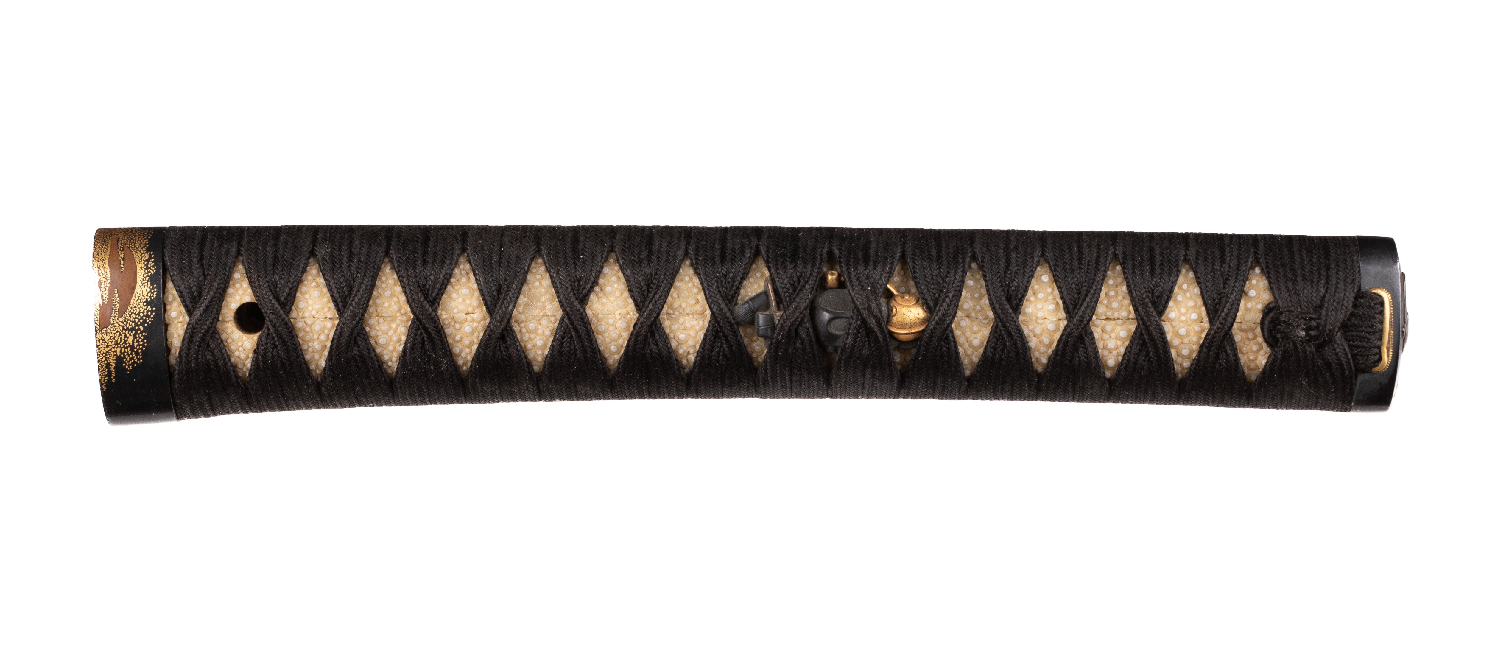 Katana Tsuka with Fuchikashira Signed "Kusakawa Hidemasa" - Crane and Tea Ceremony Utensils — 2 of 14