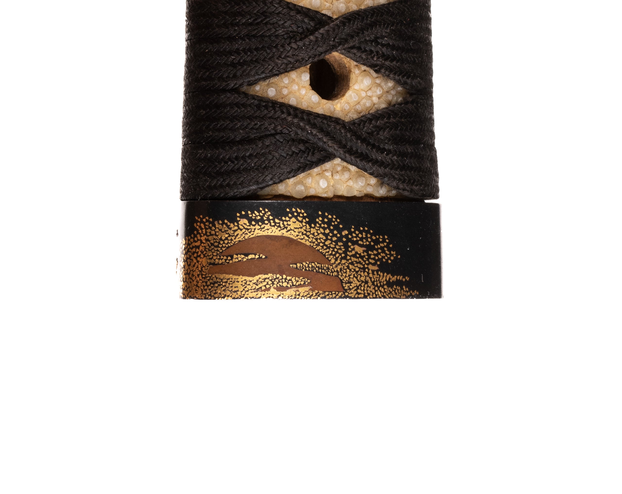 Katana Tsuka with Fuchikashira Signed "Kusakawa Hidemasa" - Crane and Tea Ceremony Utensils — 4 of 14