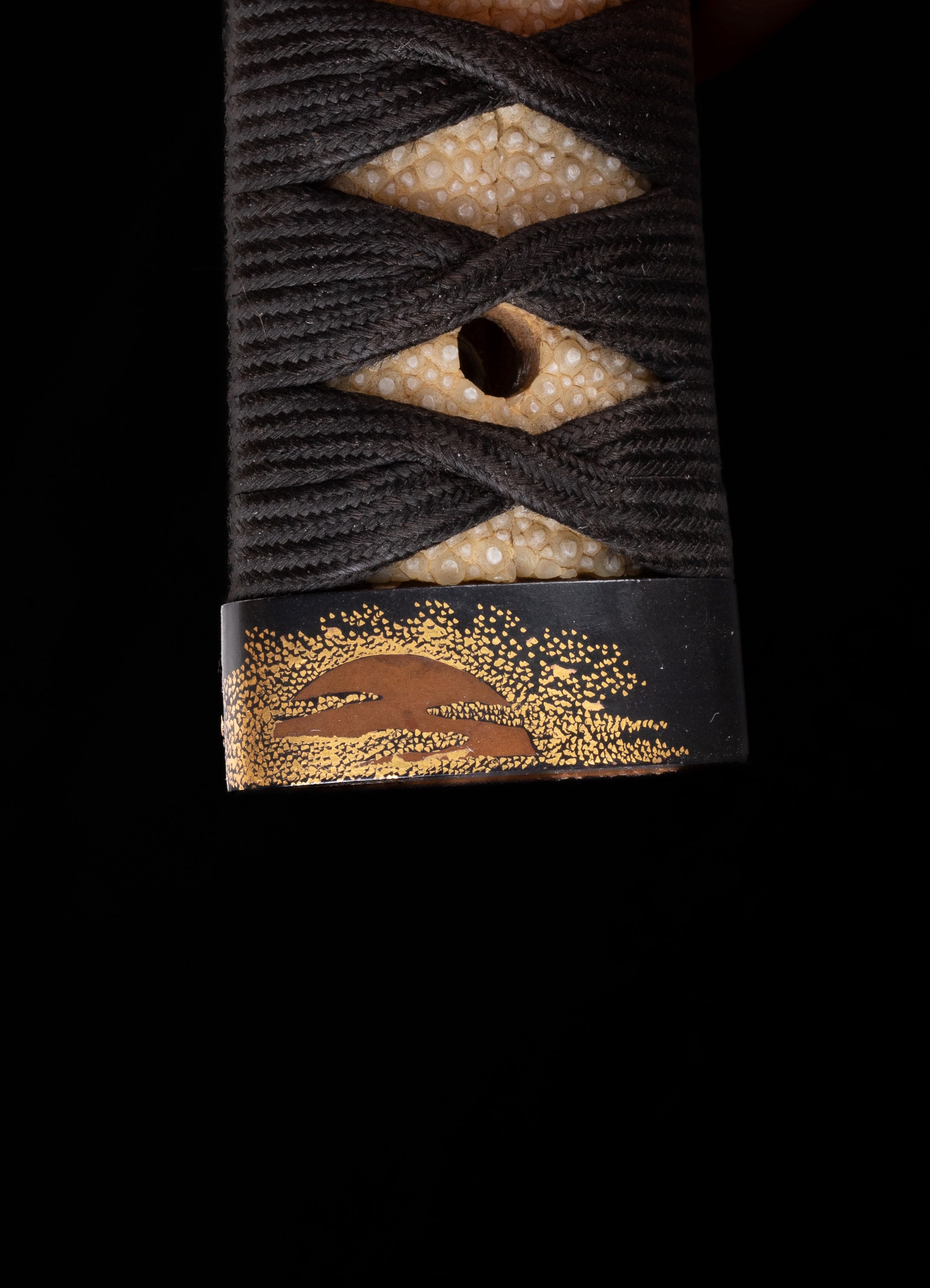 Katana Tsuka with Fuchikashira Signed "Kusakawa Hidemasa" - Crane and Tea Ceremony Utensils — 6 of 14