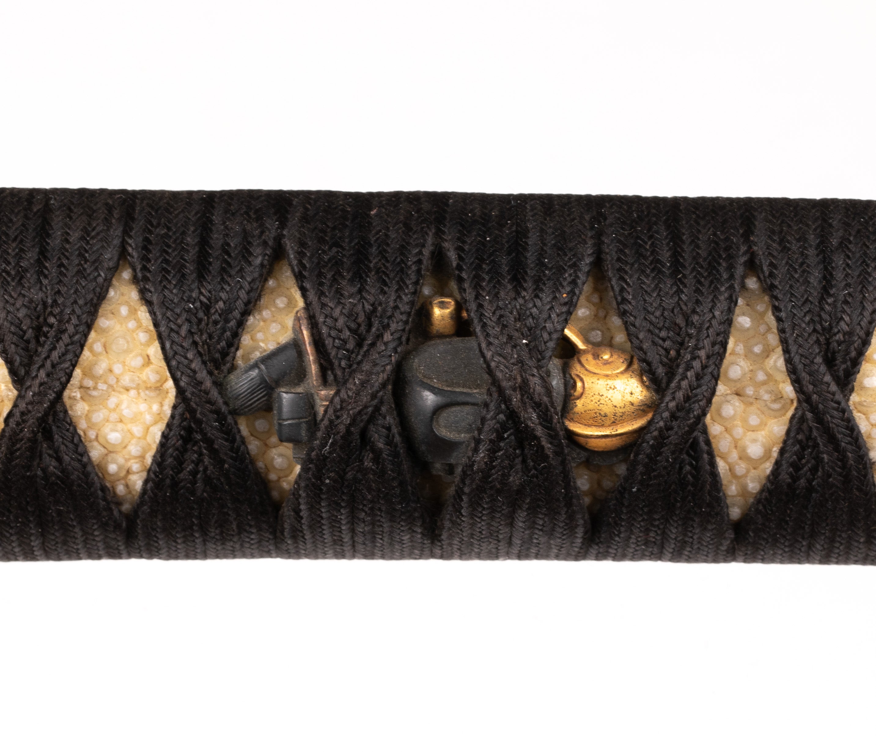 Katana Tsuka with Fuchikashira Signed "Kusakawa Hidemasa" - Crane and Tea Ceremony Utensils — 11 of 14