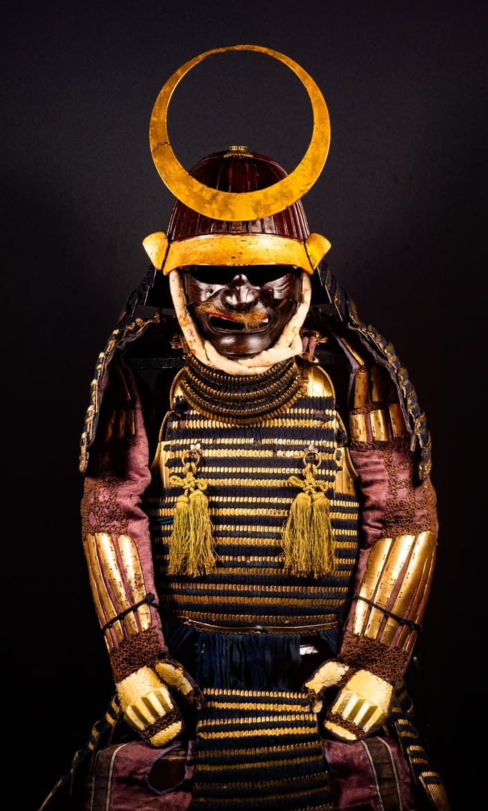 Edo period samurai Kabuto with crescent moon crest — 5 of 28