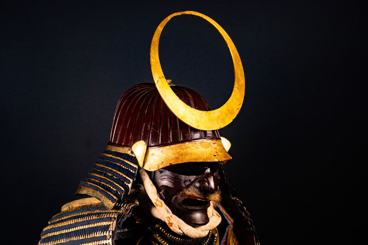 Edo period samurai Kabuto with crescent moon crest — 7 of 28