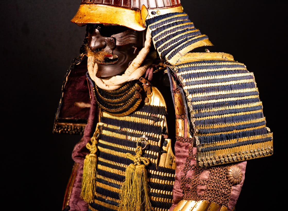 Edo period samurai Kabuto with crescent moon crest — 13 of 28