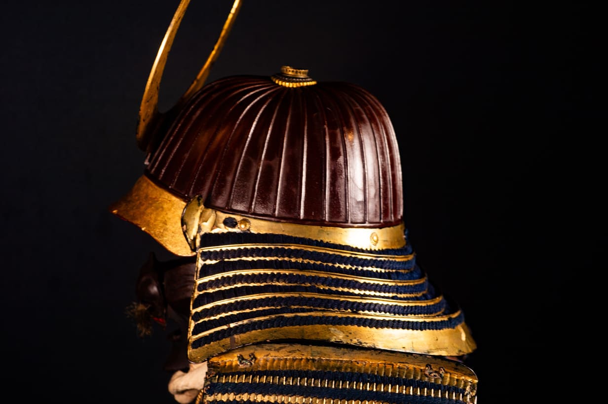 Edo period samurai Kabuto with crescent moon crest — 17 of 28