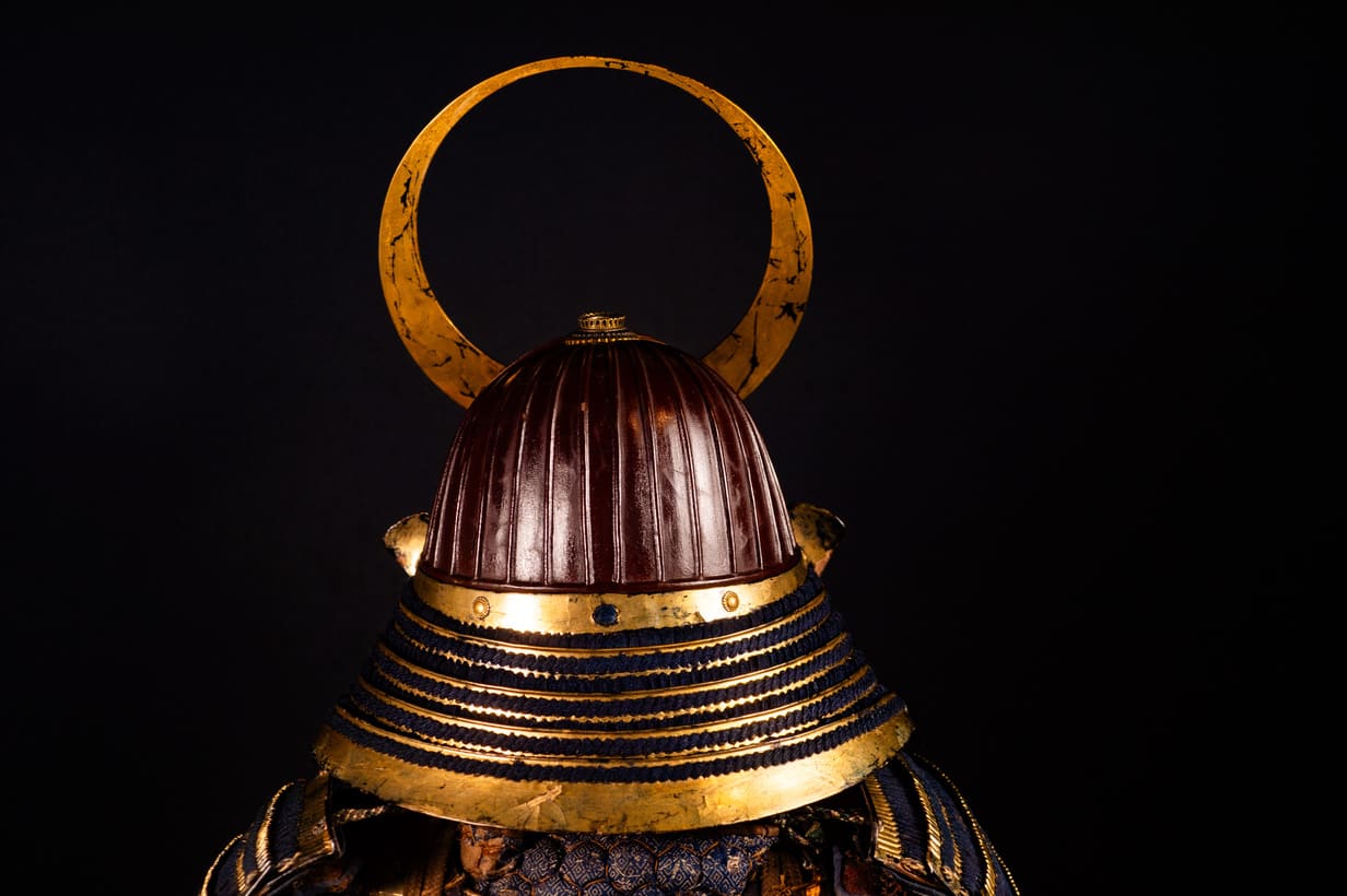 Edo period samurai Kabuto with crescent moon crest — 22 of 28