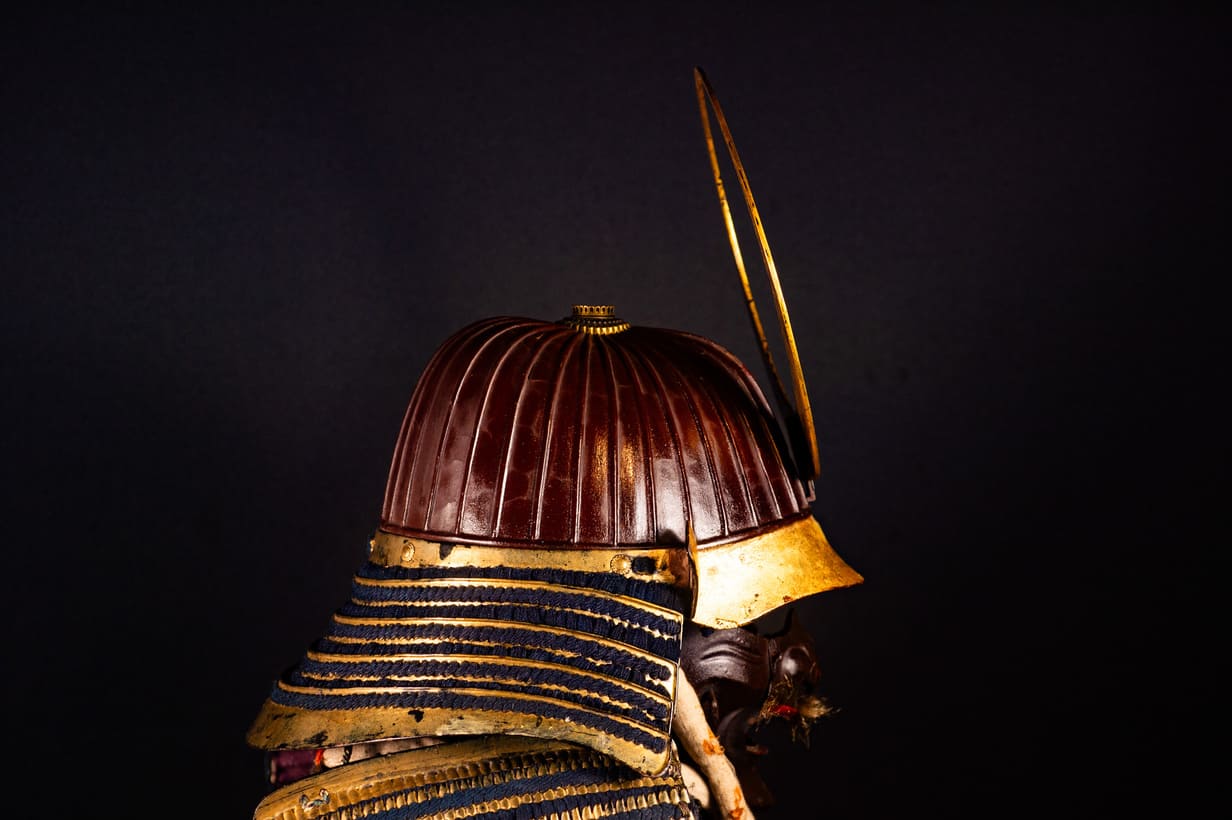 Edo period samurai Kabuto with crescent moon crest — 26 of 28