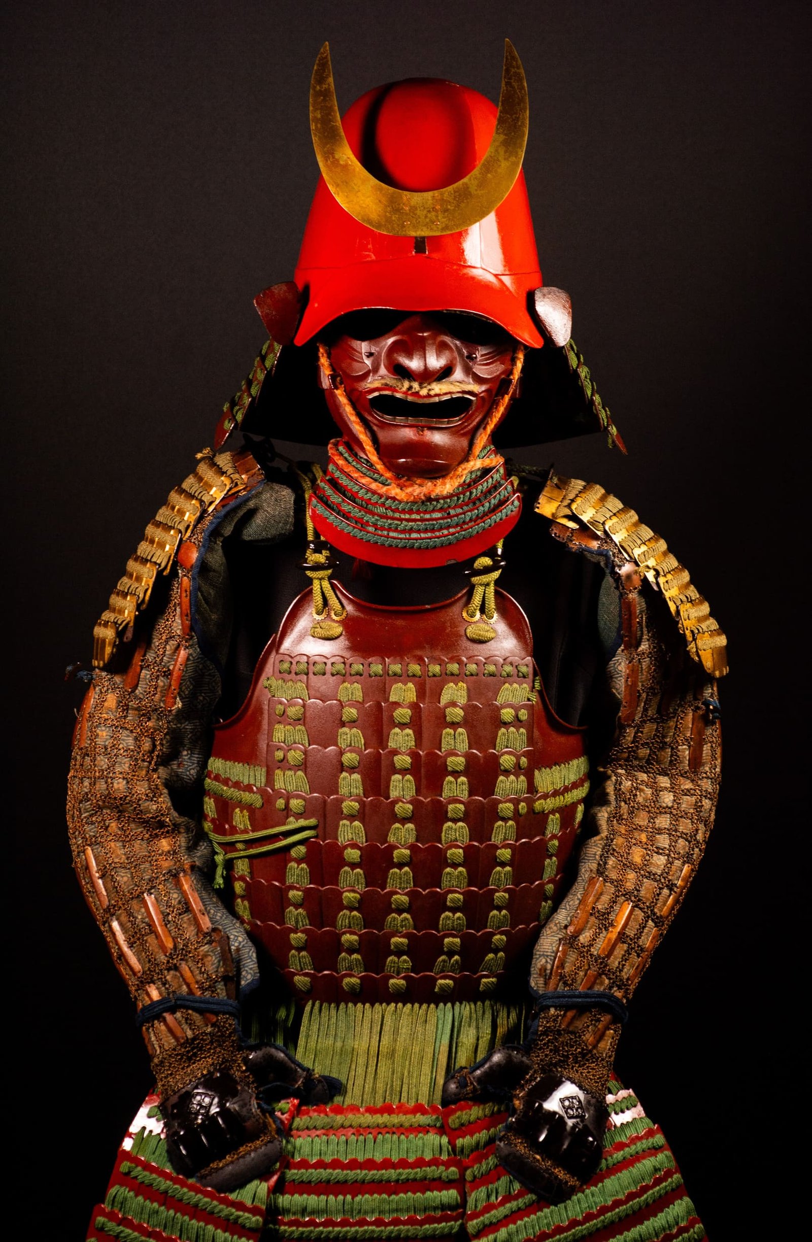 Certified Japanese Samurai Armor (Gusoku) – Red Lacquer Nimai-Dō and Moegi Lacing | Early Edo Period — 27 of 28