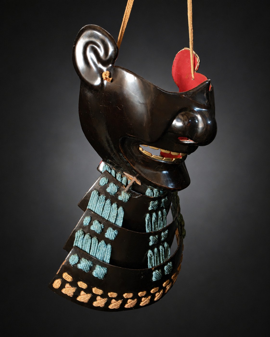 Edo Period Nerikawa Mempō with Three-Lame Yodare-kake – Black Lacquer — 7 of 8