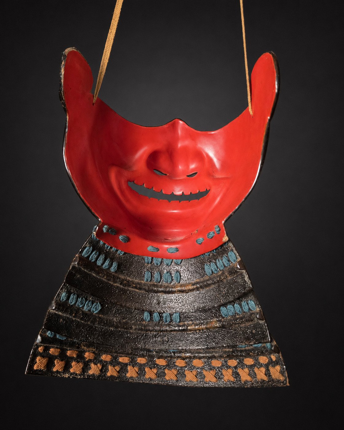 Edo Period Nerikawa Mempō with Three-Lame Yodare-kake – Black Lacquer — 8 of 8