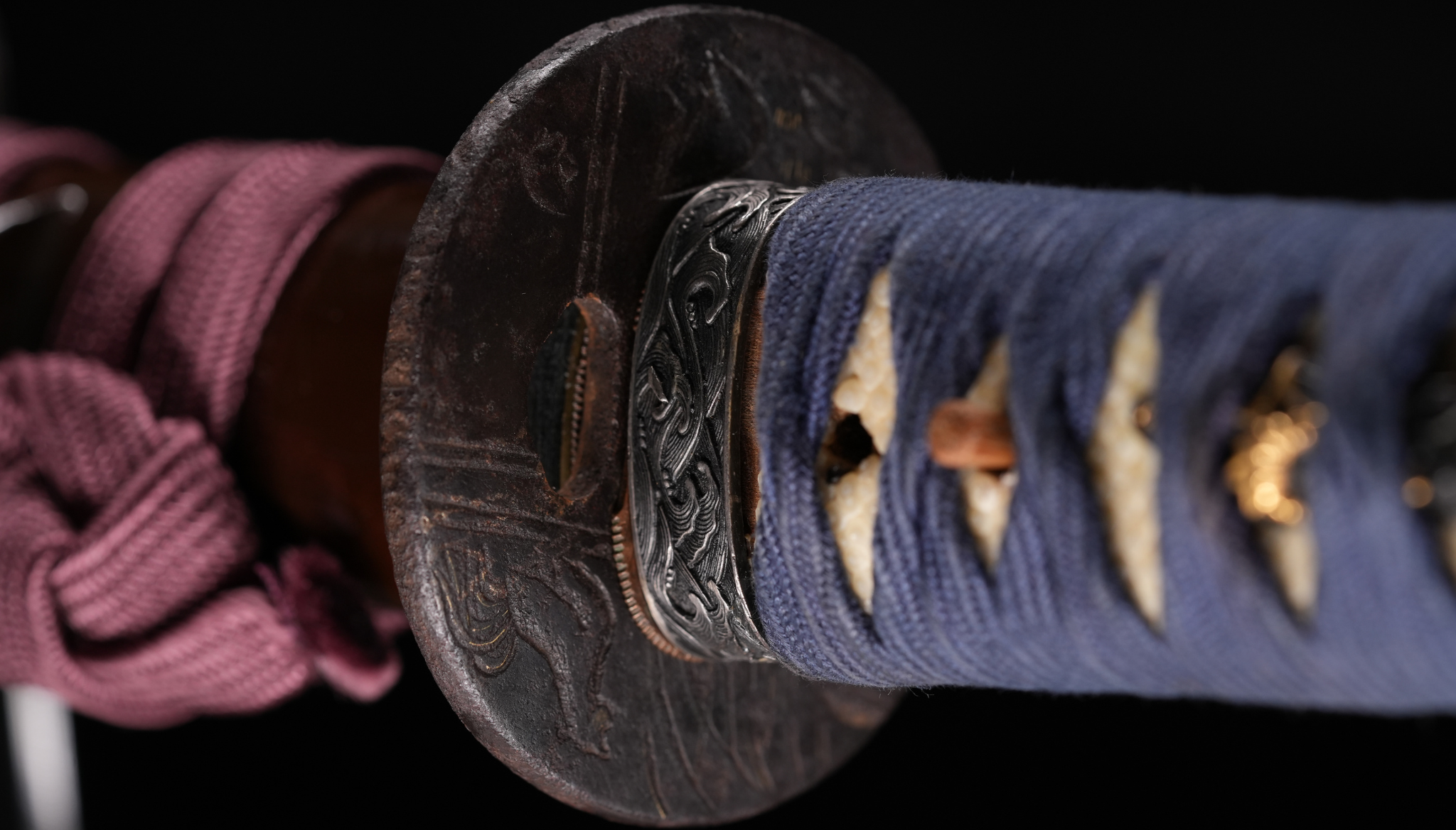 Antique Japanese Sword Katana, Edo Period,Blue and Brown Koshirae — 9 of 15