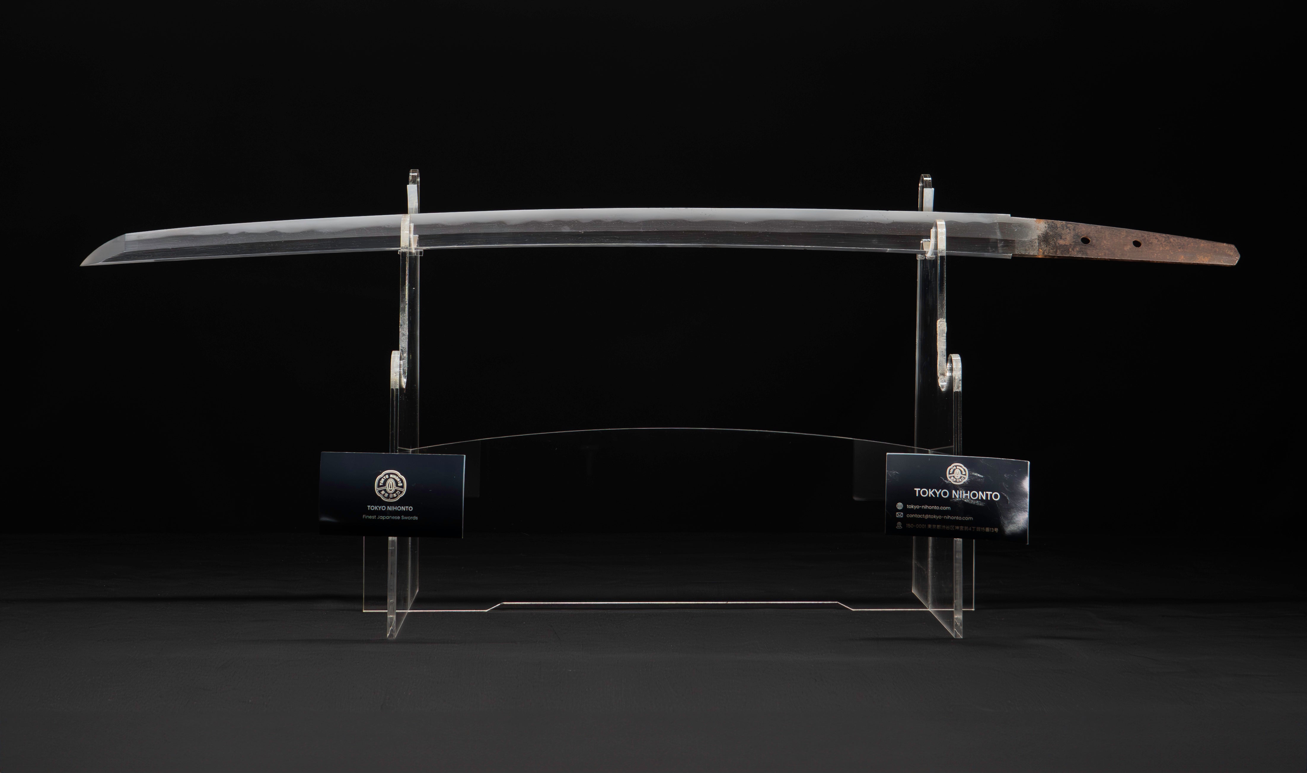 Antique Japanese Katana: Vermilion Lacquer Saya, Sparrow Fuchi-Kashira — 8 of 46