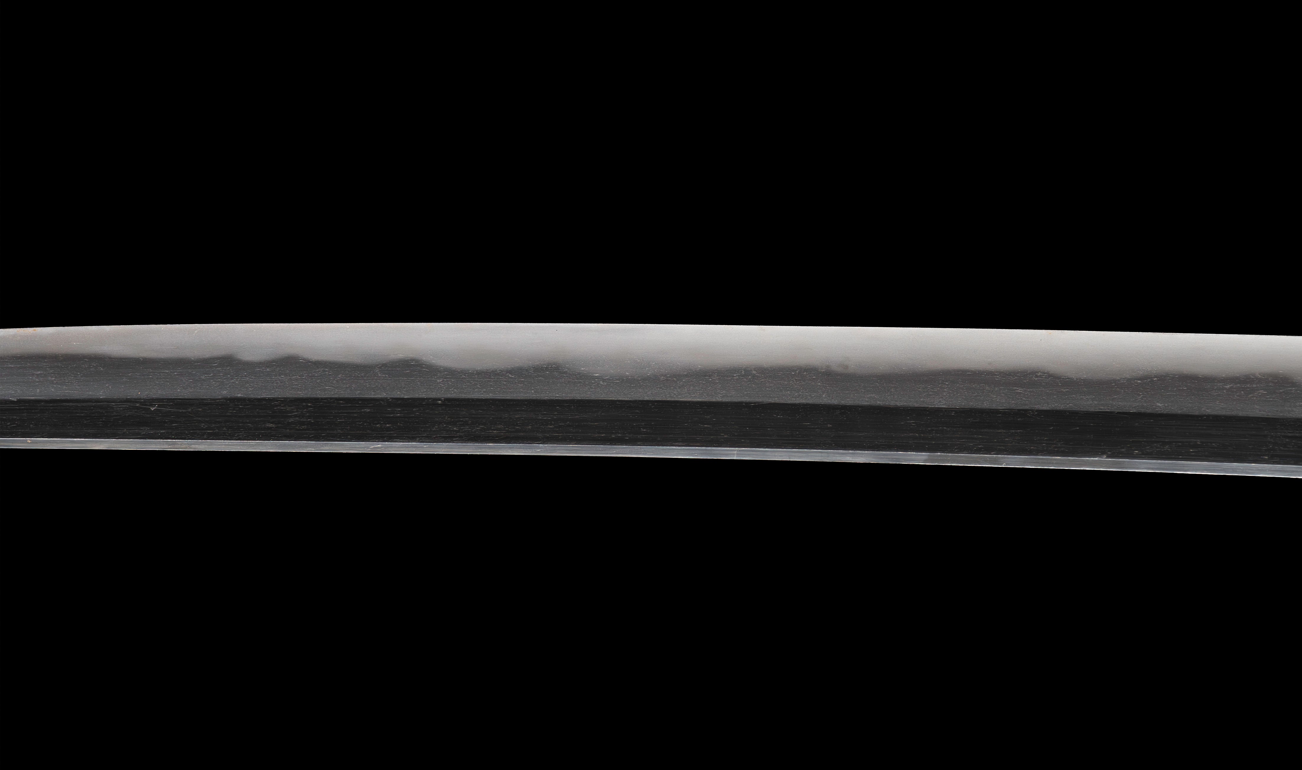 Antique Japanese Katana: Vermilion Lacquer Saya, Sparrow Fuchi-Kashira — 10 of 46
