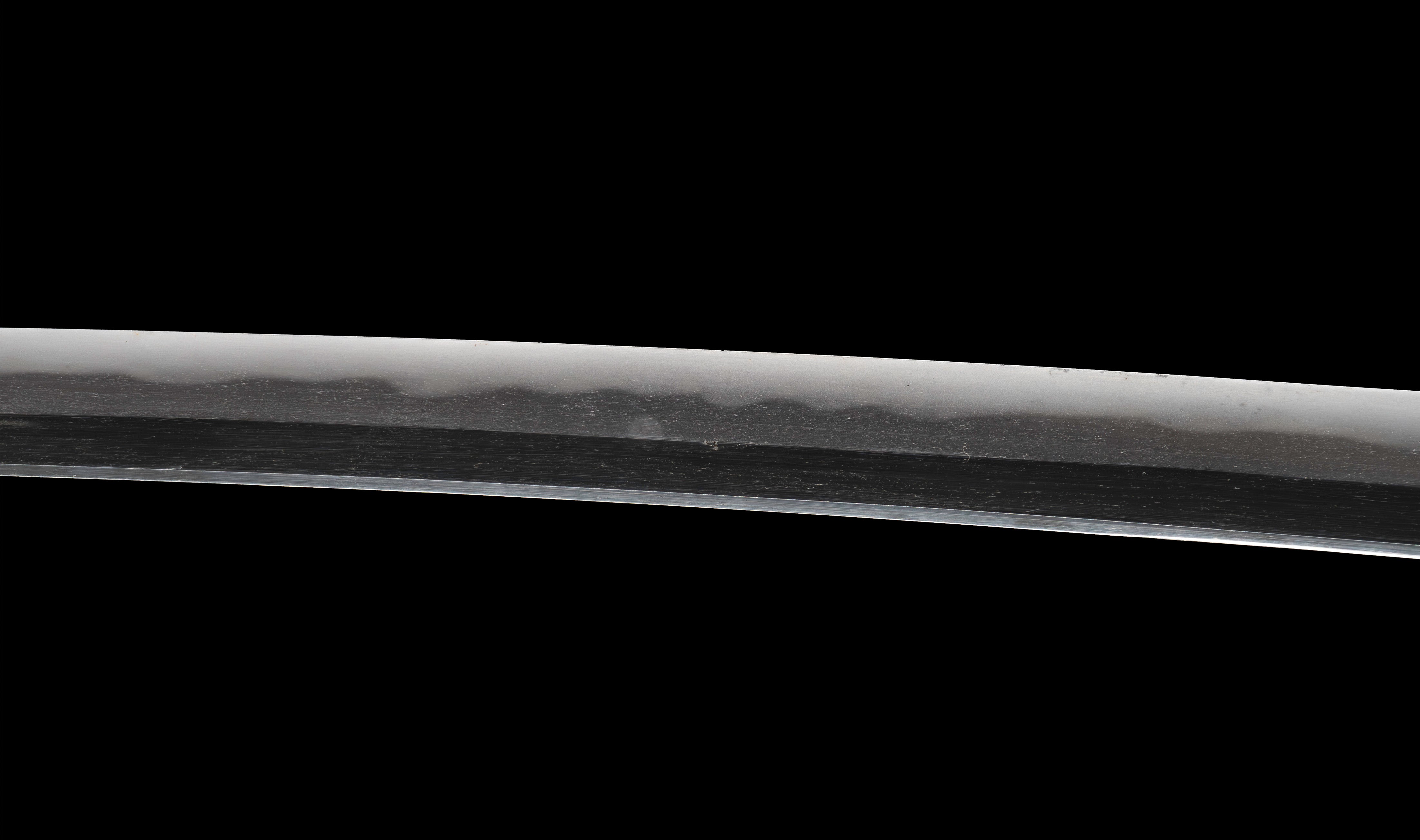 Antique Japanese Katana: Vermilion Lacquer Saya, Sparrow Fuchi-Kashira — 11 of 46