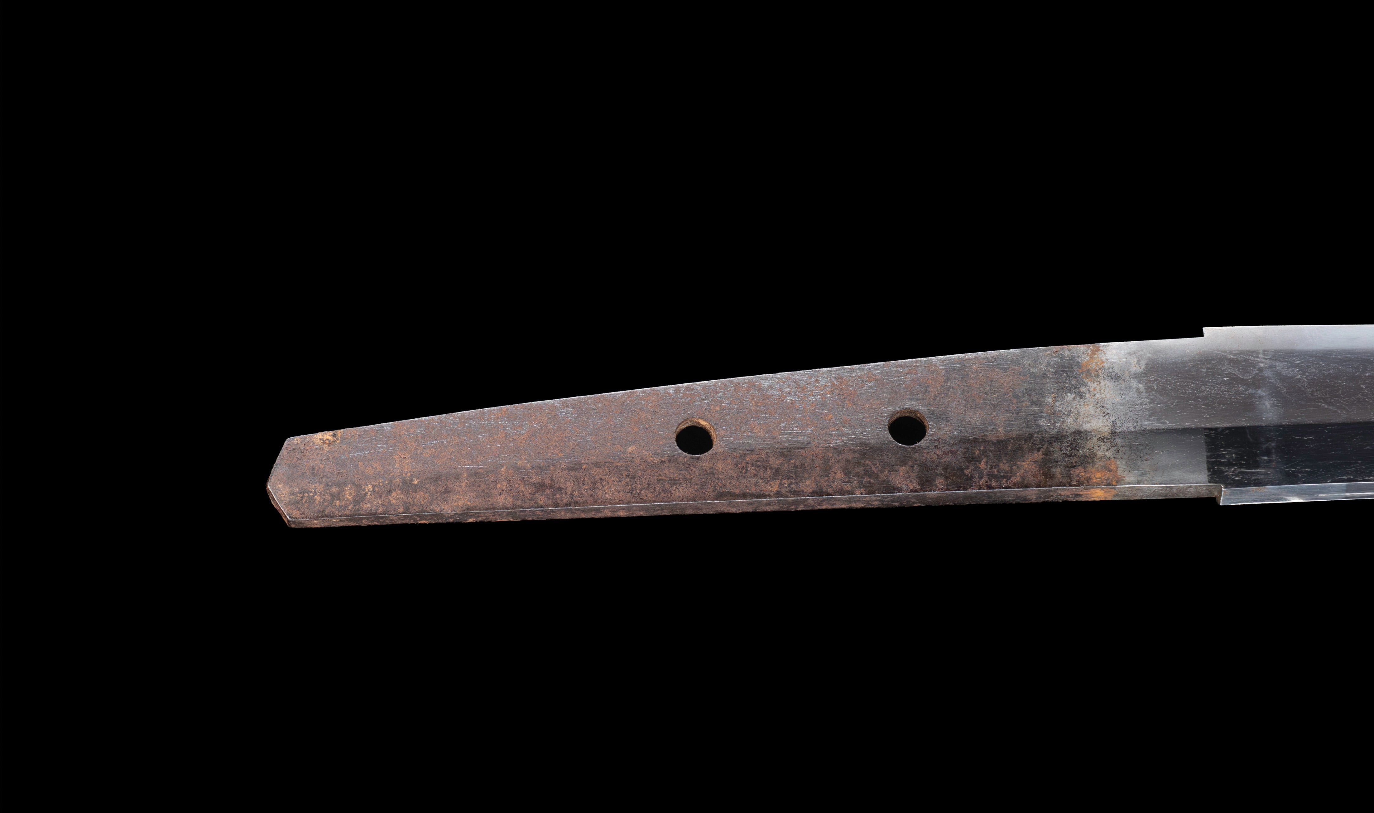 Antique Japanese Katana: Vermilion Lacquer Saya, Sparrow Fuchi-Kashira — 14 of 46